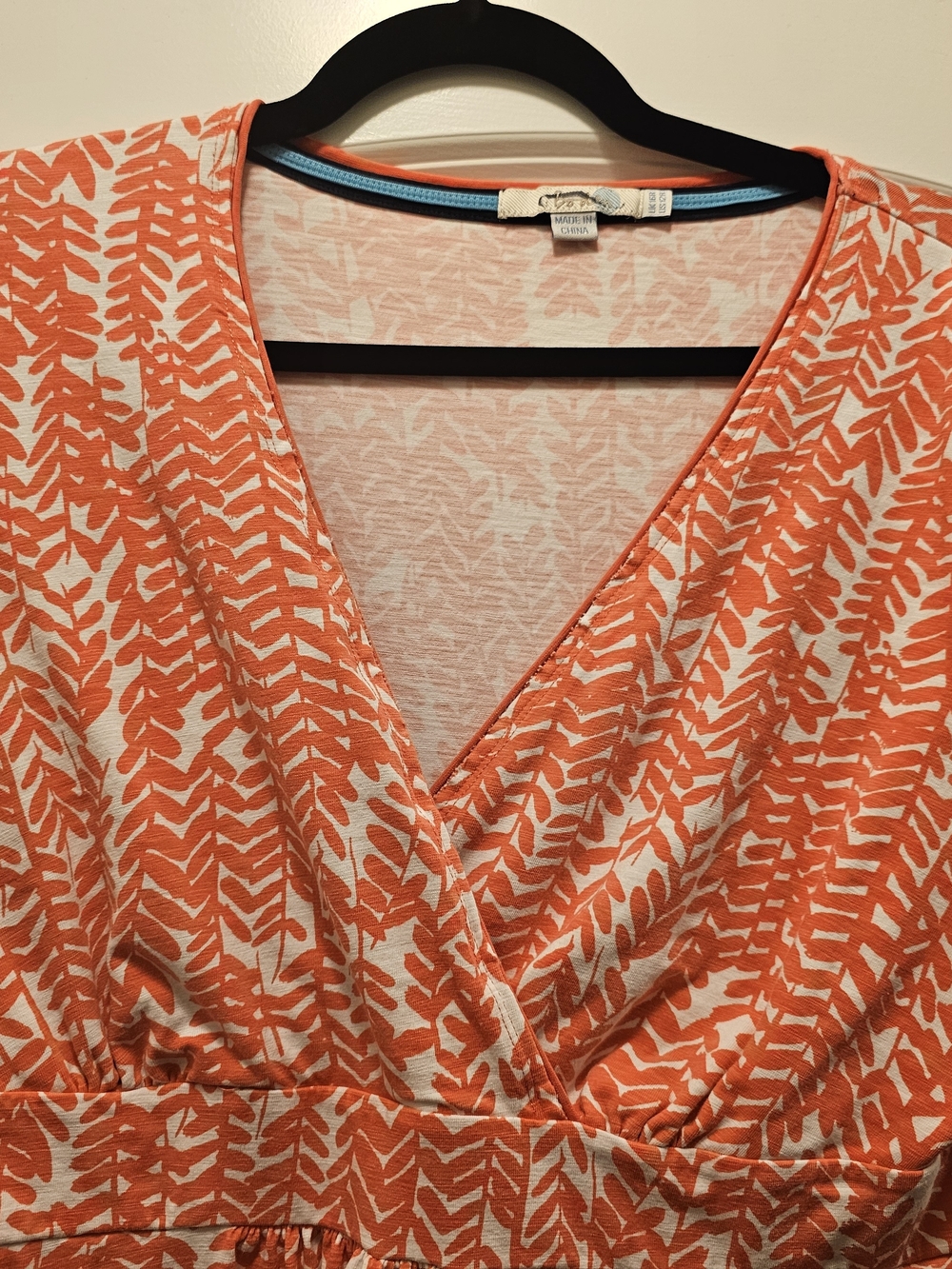 Boden Faux Wrap Dress Size 12 Cotton Coral  White Botanical Print - Picture 5 of 8